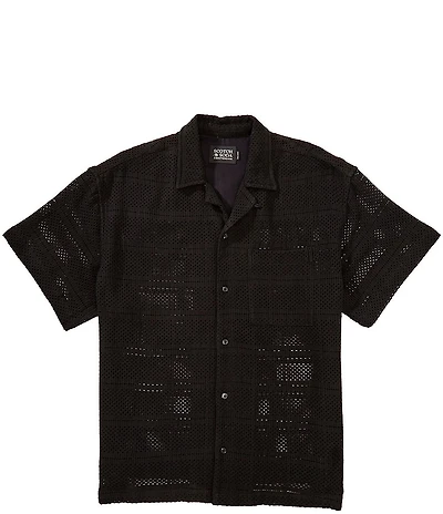 Scotch & Soda Crochet Short Sleeve Woven Camp Shirt