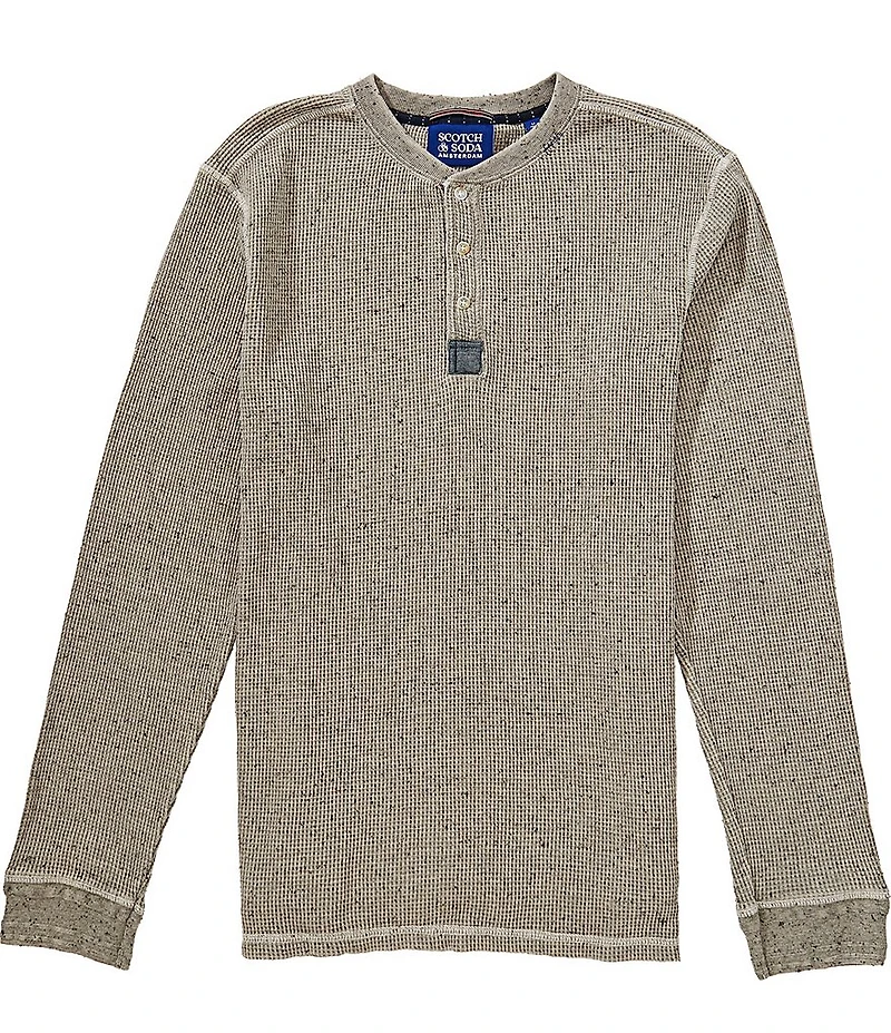 Scotch & Soda Denim Washed Long Sleeve Polo Shirt