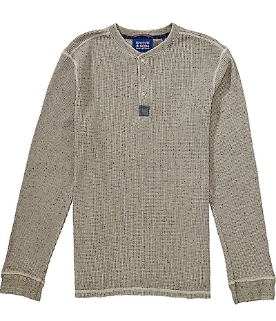 Scotch & Soda Denim Washed Long Sleeve Polo Shirt