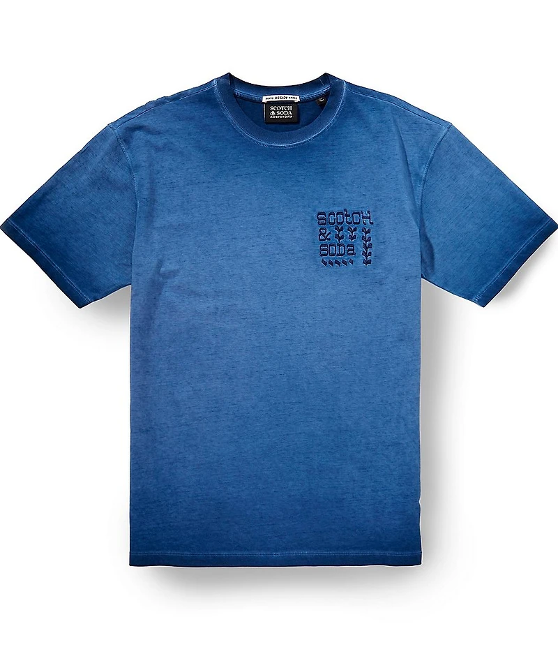 Scotch & Soda Embroidered Artwork Relaxed Fit Garment Dyed Short Sleeve T-Shirt