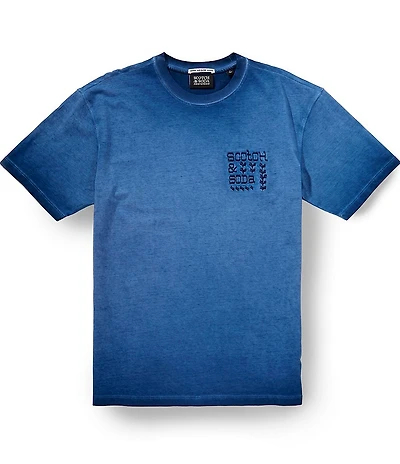 Scotch & Soda Embroidered Artwork Relaxed Fit Garment Dyed Short Sleeve T-Shirt
