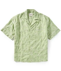 Scotch & Soda Embroidered Linen Blend Short Sleeve Woven Camp Shirt