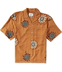 Scotch & Soda Embroidered Linen Short Sleeve Woven Camp Shirt
