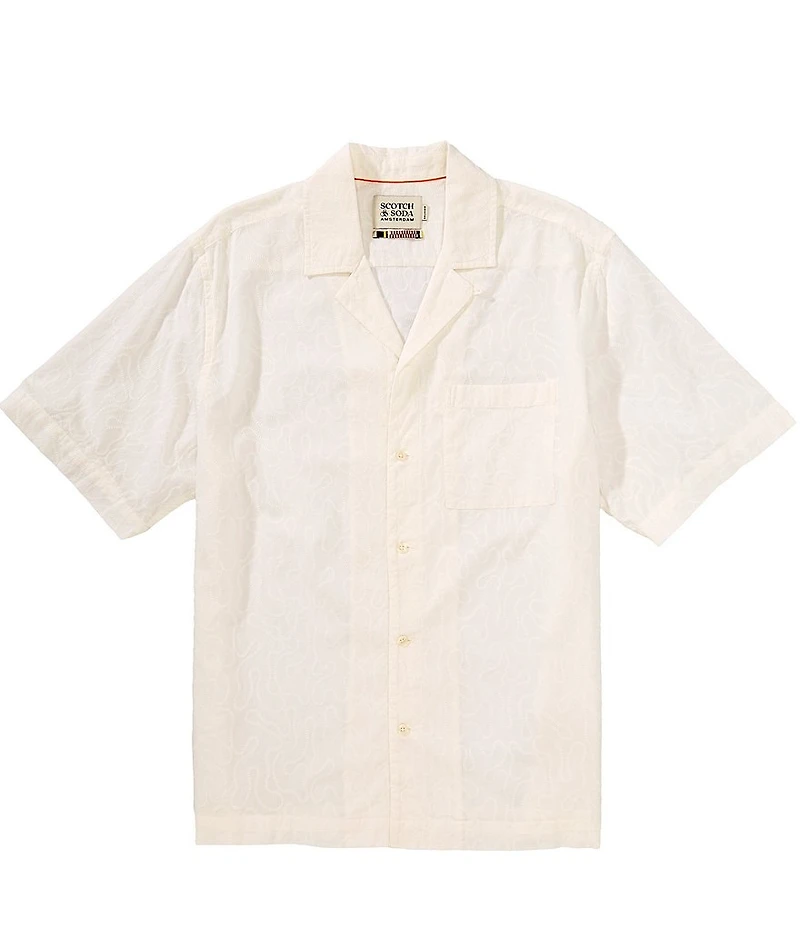 Scotch & Soda Embroidered Short Sleeve Woven Camp Shirt