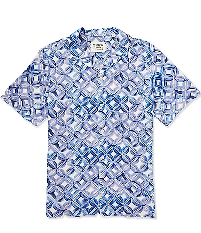 Scotch & Soda Floral Print Short Sleeve Woven Shirt