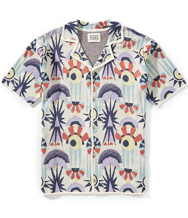 Scotch & Soda Jacquard Knit Short Sleeve Woven Shirt
