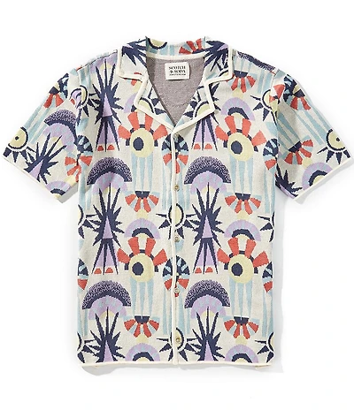 Scotch & Soda Jacquard Knit Short Sleeve Woven Shirt