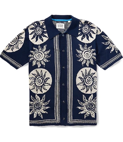 Scotch & Soda Knitted Jacquard Short Sleeve Woven Shirt