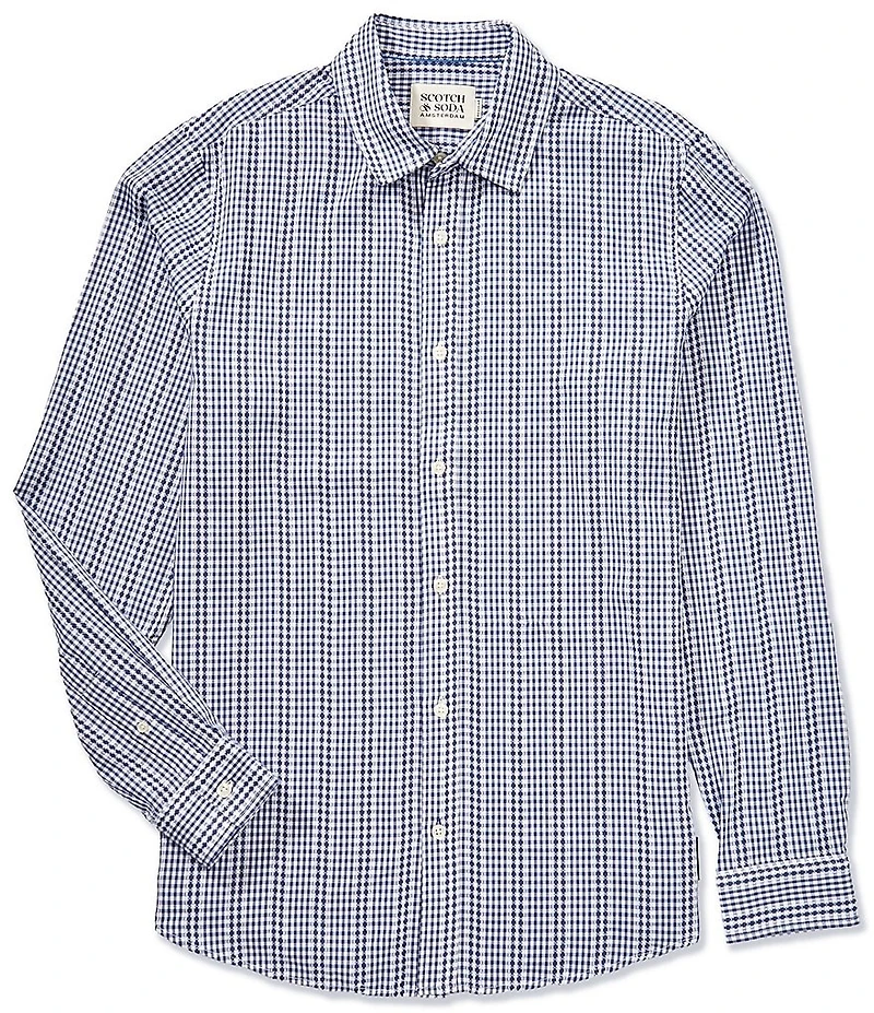 Scotch & Soda Micro Check Long Sleeve Woven Shirt