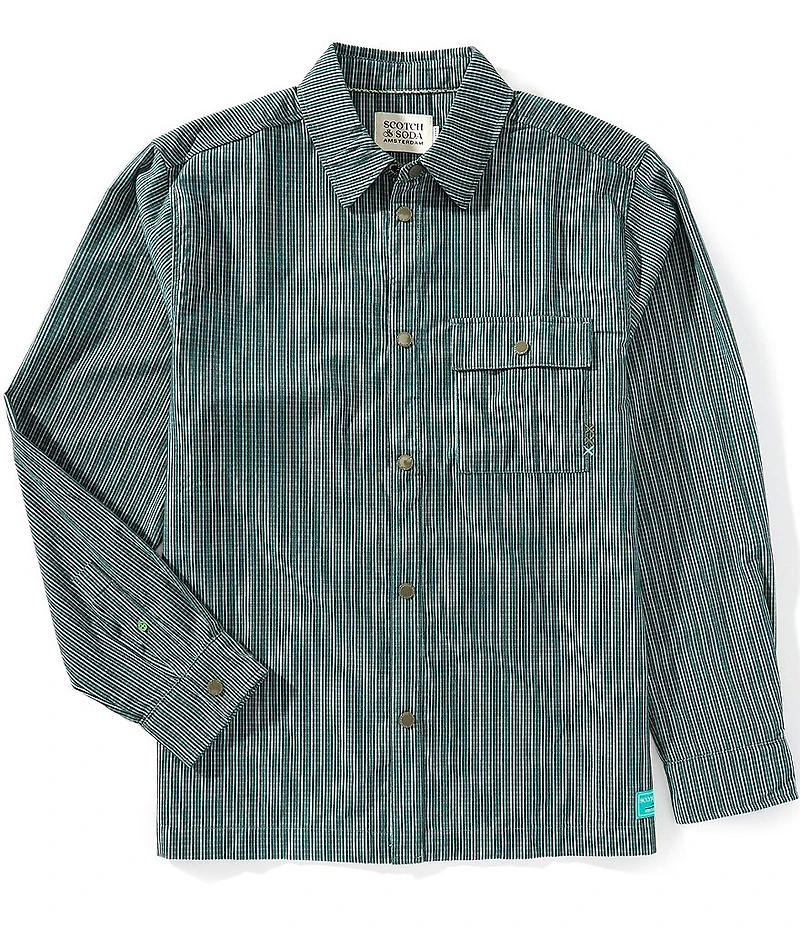 Scotch & Soda Micro Check Structured Long Sleeve Woven Shirt