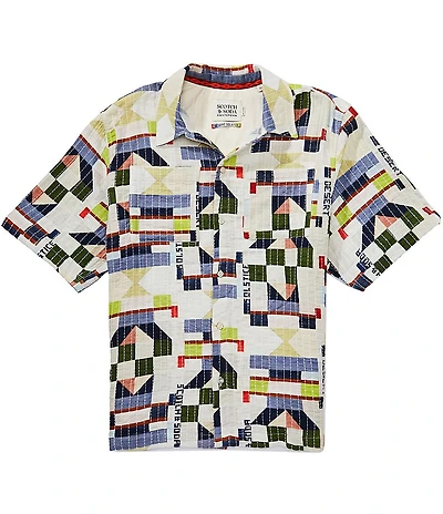 Scotch & Soda Patchwork Short Sleeve Woven Shirt