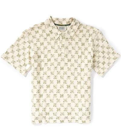 Scotch & Soda Printed Structured Short Sleeve Polo Shirt