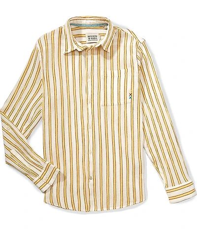 Scotch & Soda Striped Crinkle Structure Long Sleeve Woven Shirt