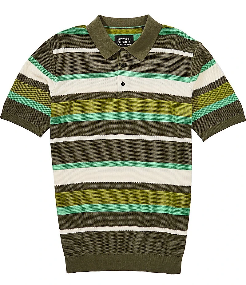 Scotch & Soda Striped Short Sleeve Polo Shirt
