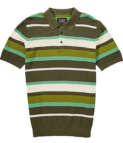 Scotch & Soda Striped Short Sleeve Polo Shirt
