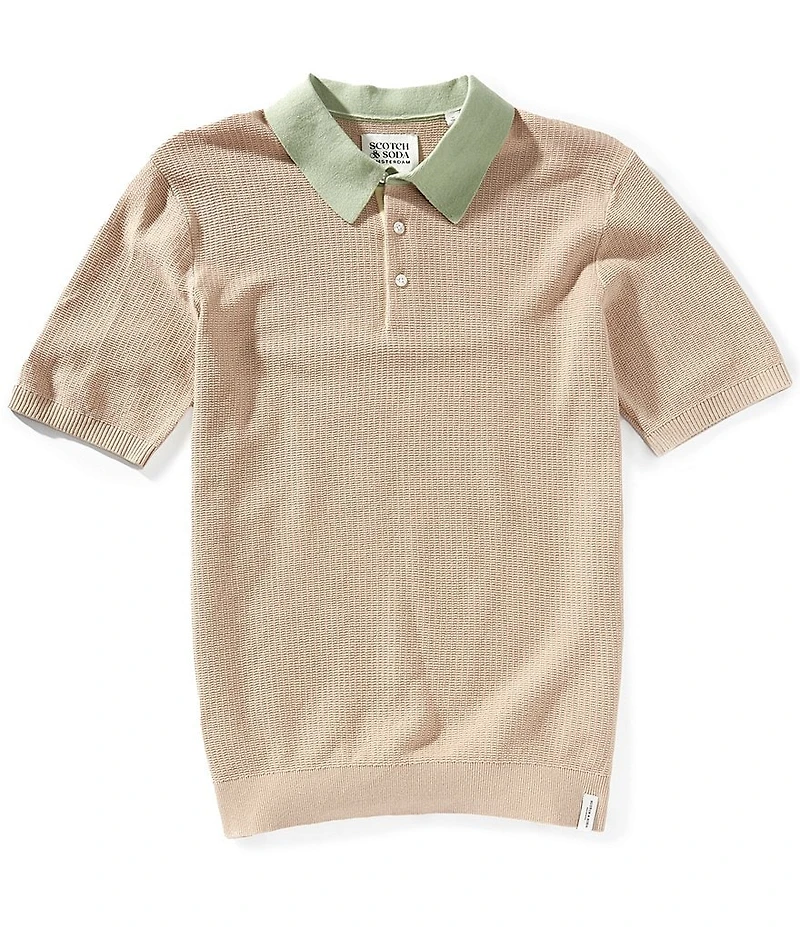 Scotch & Soda Structured Short Sleeve Knit Polo Shirt