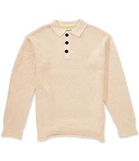 Scotch & Soda Waffle Stitch Dropped Shoulder Long Sleeve Polo Shirt