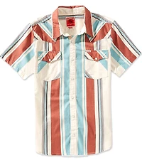 Sendero Provisions Co. The Wyatt Western Stripe Print Pearl Snap Short Sleeve Woven Shirt