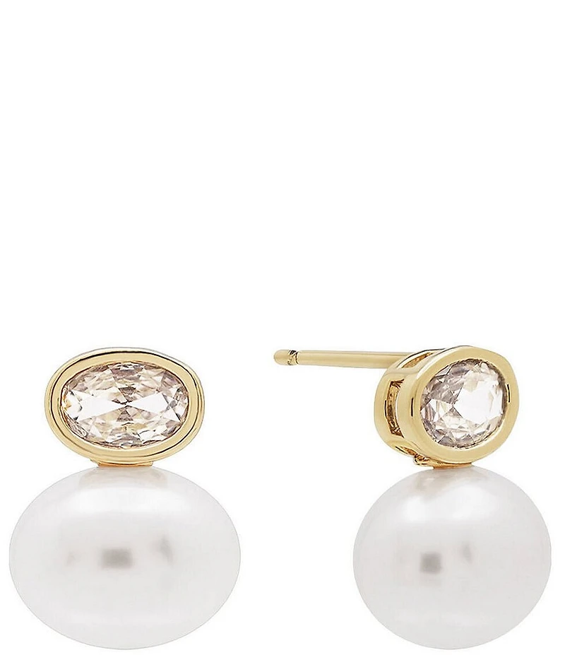 SHASHI Bezel Pearl Drop Earrings