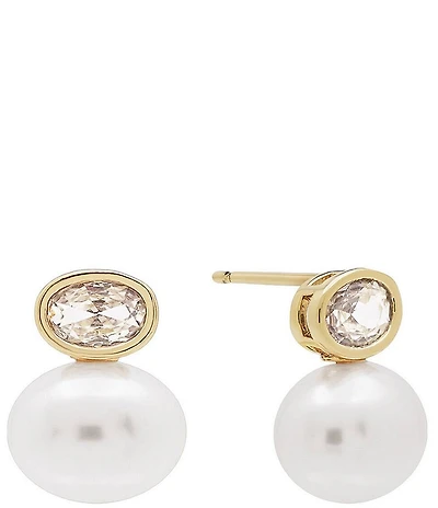 SHASHI Bezel Pearl Drop Earrings
