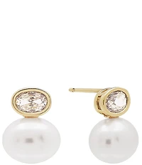 SHASHI Bezel Pearl Drop Earrings