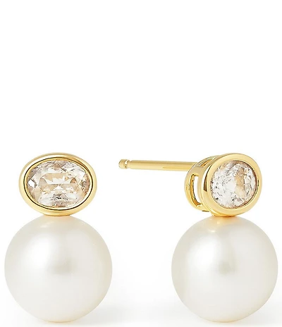 SHASHI Bezel Pearl Drop Earrings