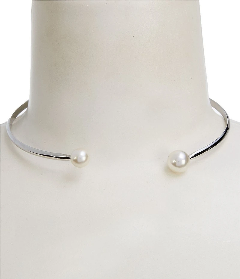 SHASHI Jemima Silver & Pearl Cuff Choker Necklace