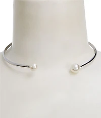 SHASHI Jemima Silver & Pearl Cuff Choker Necklace
