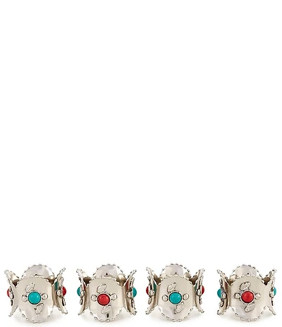 Simplicity Collection Metal Studded Western Napkin Ring, Set Of 4