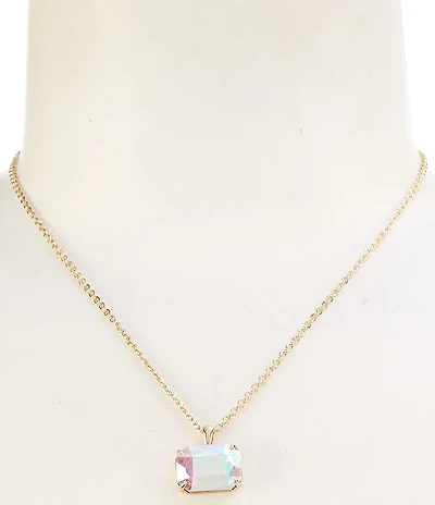 Simplicity Crystal AB Faceted Stone Short Pendant Necklace