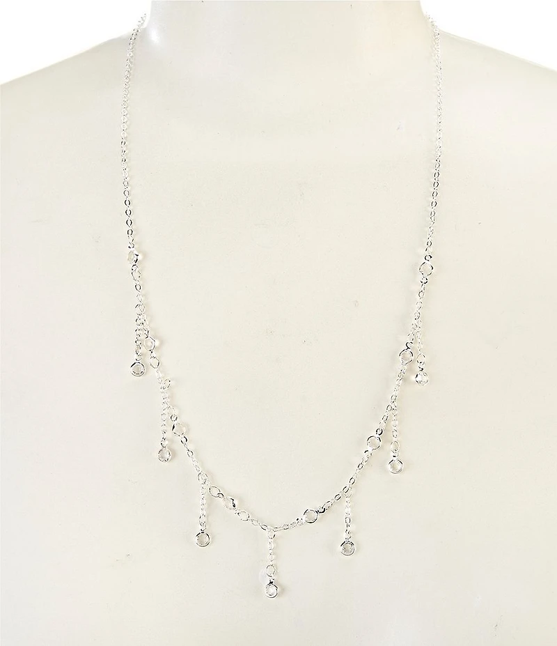 Simplicity Crystal Drops Chain Long Pendant Necklace
