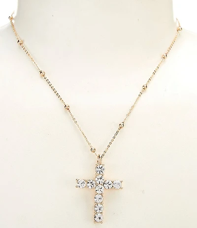 Simplicity Crystal Stone Cross Pendant Short Chain Short Pendant Necklace