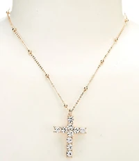 Simplicity Crystal Stone Cross Pendant Short Chain Short Pendant Necklace