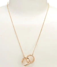 Simplicity Crystal Stone Interlinked Ring Drop Short Pendant Necklace