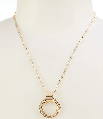 Simplicity Interlinked Textured Multi Wire Short Pendant Necklace