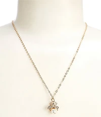 Simplicity Pearl Bee Short Pearl Pendant Necklace