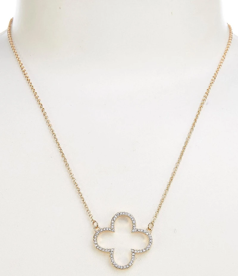 Simplicity Quatrefoil Crystal Short Pendant Necklace