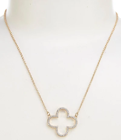 Simplicity Quatrefoil Crystal Short Pendant Necklace