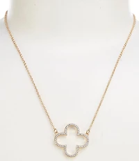 Simplicity Quatrefoil Crystal Short Pendant Necklace