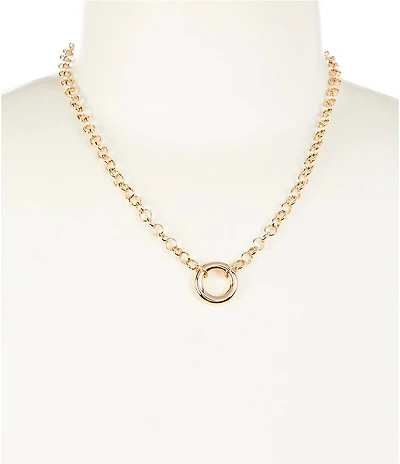Simplicity Round Open Ring Charm Short Chain Short Pendant Necklace