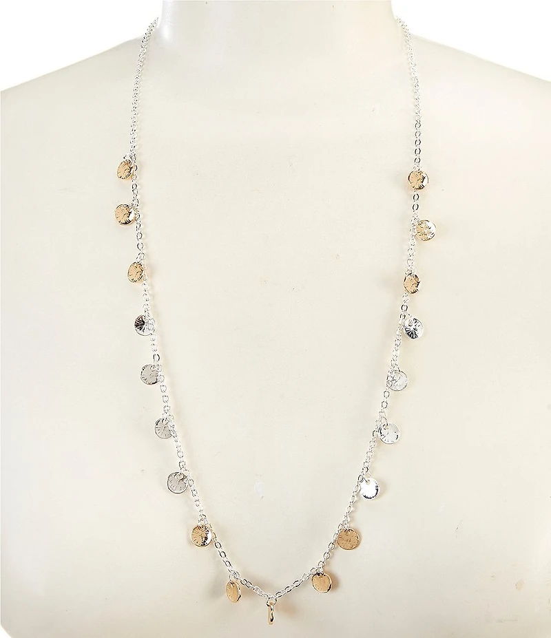 Simplicity Shaky Discs Long Strand Necklace