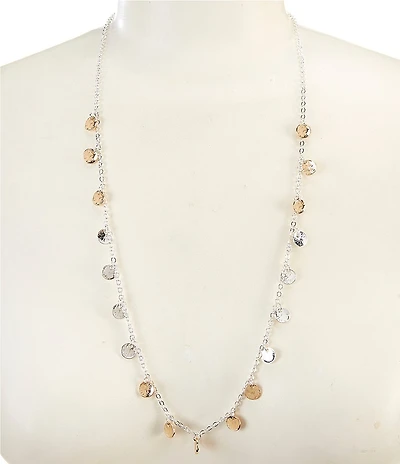 Simplicity Shaky Discs Long Strand Necklace