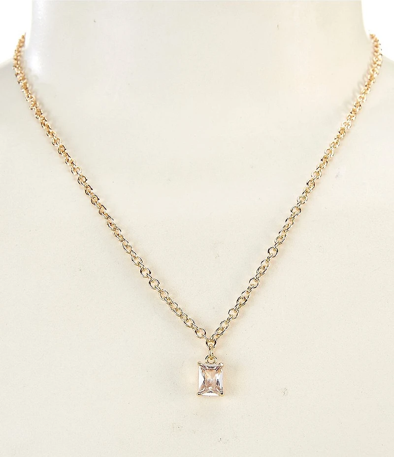 Simplicity Square CZ Short Pendant Necklace