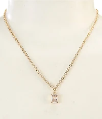 Simplicity Square CZ Short Pendant Necklace