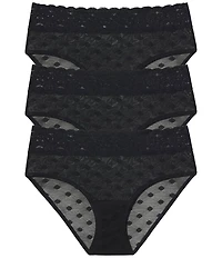 Skarlett Blue Dare Floral Trim Dot Lace Hipster 3-Pack Panty