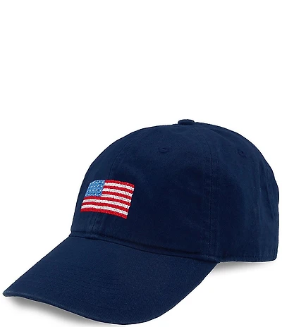 Smathers & Branson Needlepoint American Flag Baseball Cap