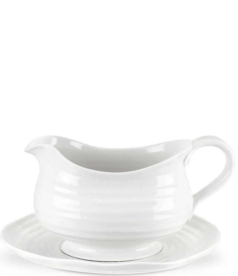 Sophie Conran for Portmeirion White Porcelain Gravy Boat with Stand