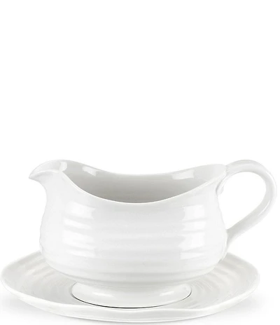 Sophie Conran for Portmeirion White Porcelain Gravy Boat with Stand