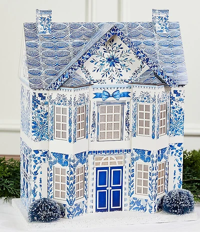 Southern Living Meet Me Under The Mistletoe Collection LED Light-Up Blue Toile House Decor