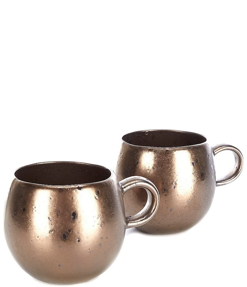 Southern Living Astra Collection Metallic Glazed Belly Mugs, Set of 2